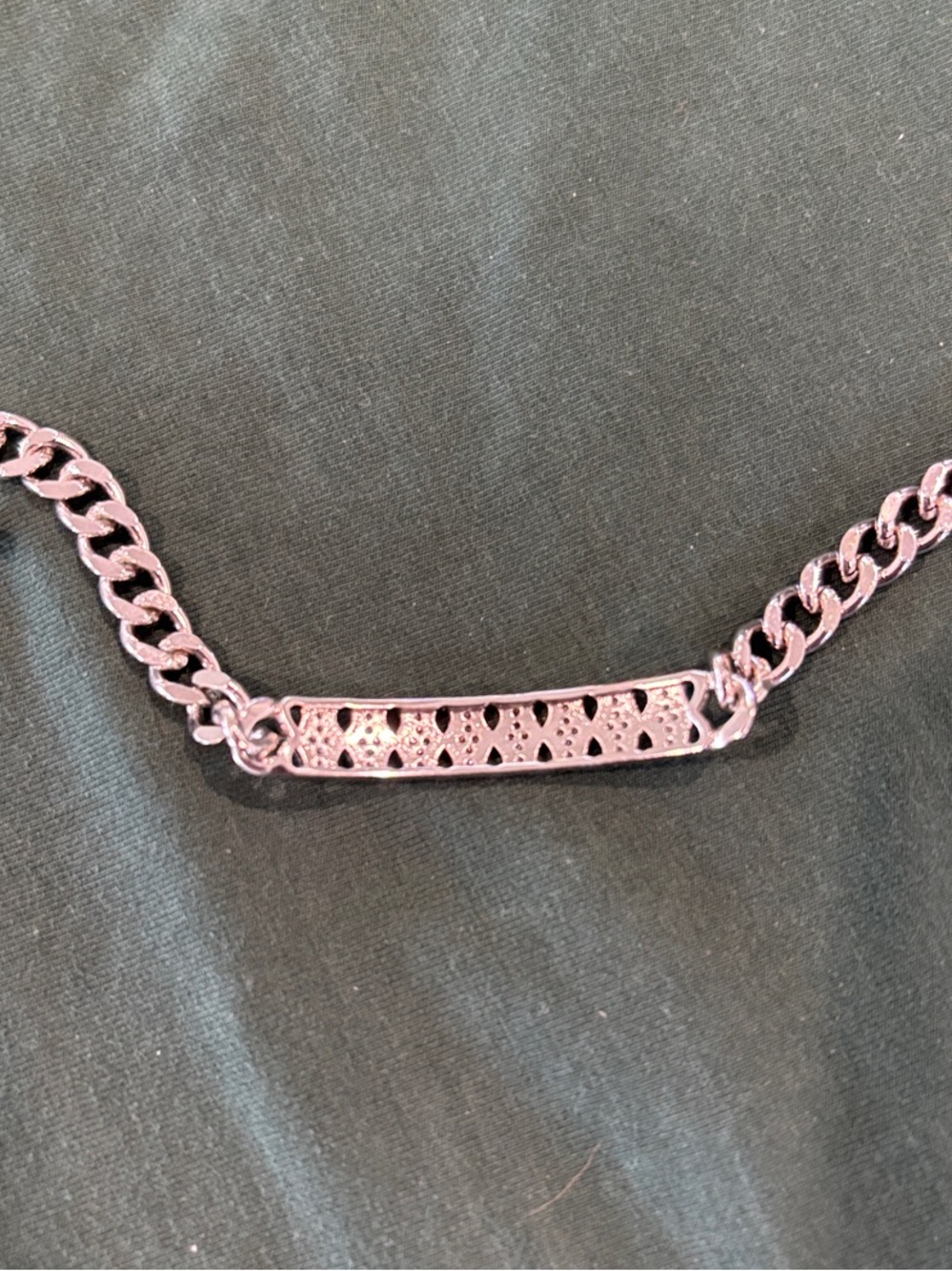Silver Link ID Bracelet with Decorative Plate - Women Jewelry - Picture 4 of 4
